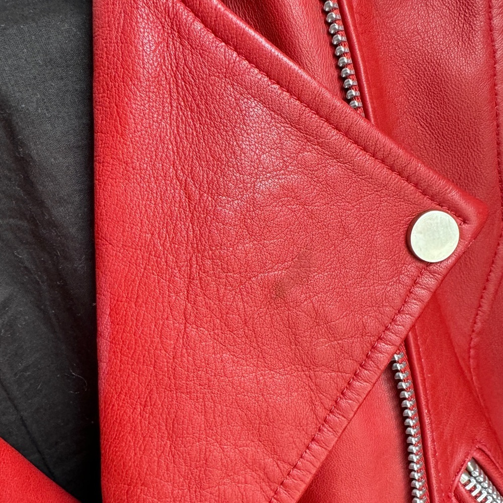 Walter Baker Liz Cropped Moto Jacket in Ruby Red Sz S Orig. $698 - Picture 11 of 17